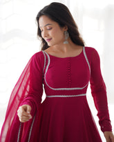 Akbari Georgette Anarkali Fluorescent Pink Gown
